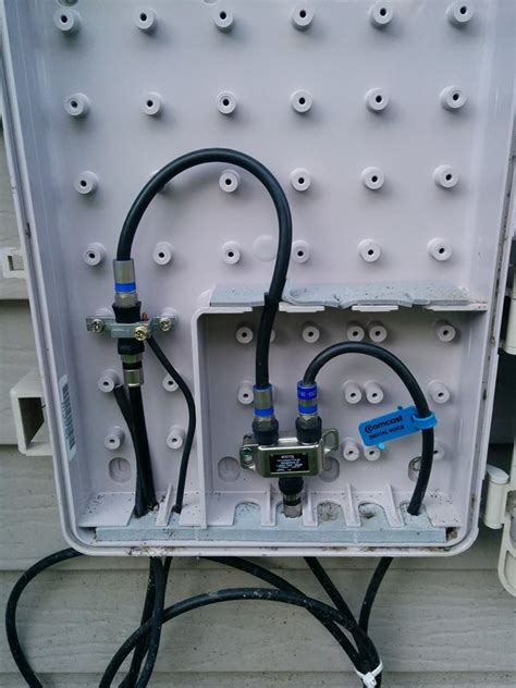 direct tv exterior junction box for coaxial cable|feed coax through wall insert.